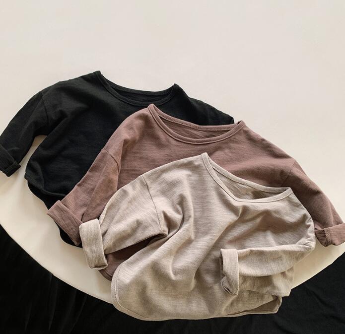 2023新作★子供服★トップス★Tシャツ★韓国風子供服★キッズ★無地★3色★80-130CM