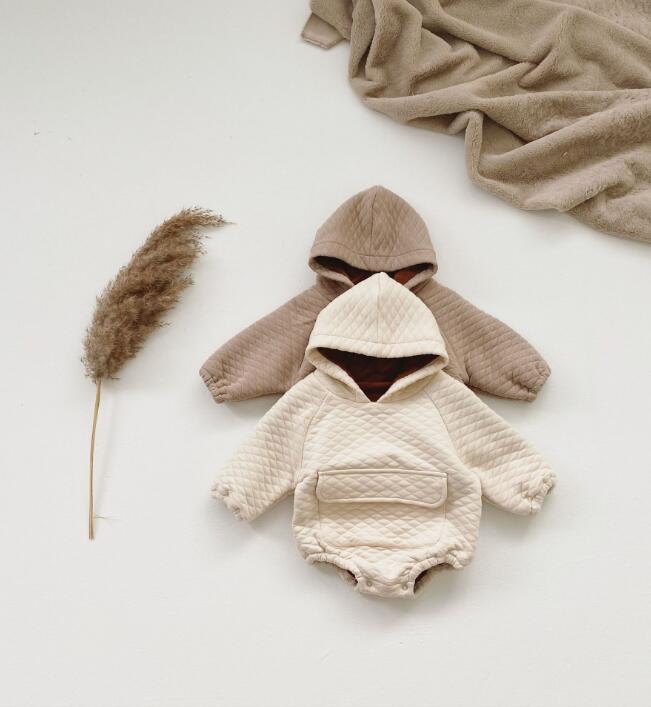 秋冬新作★韓国風ベビー服★ロンパース★裏起毛★2色66-90CM