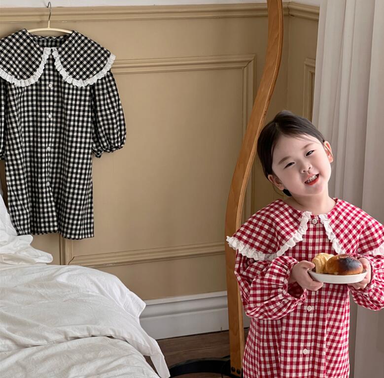 ★子供服　格子コート　ワンピース★2色