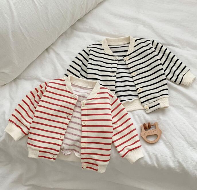 子供服★カーディガン★トップス★韓国風子供服★ベビー★ストライプ★2色★66-100CM