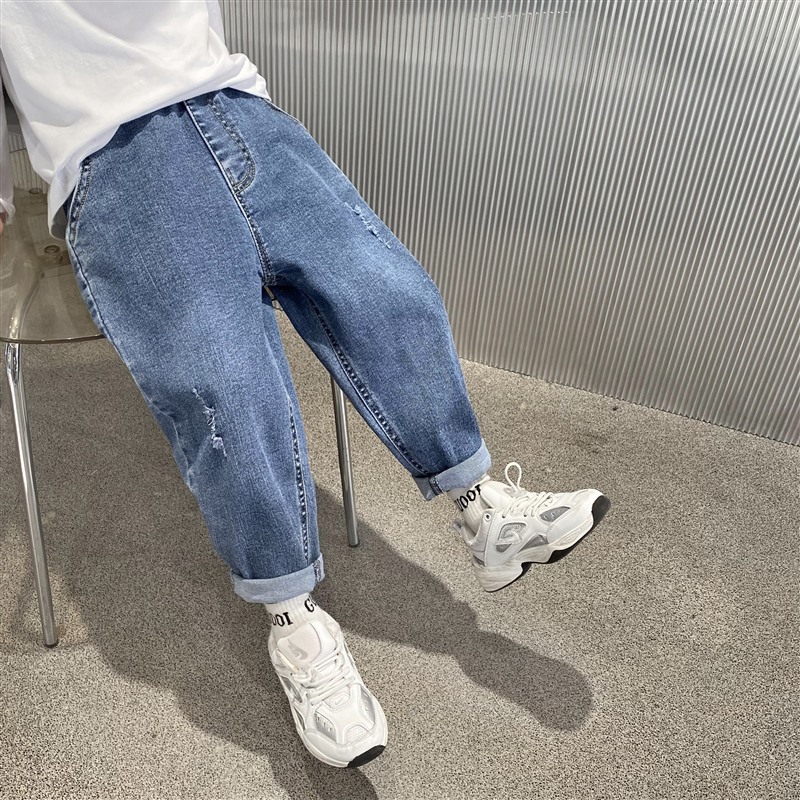 お勧め 春夏新作 ワイドパンツ ダメージデニムズボン ジーンズ ジーパン 男の子 韓国風子供服 110-160
