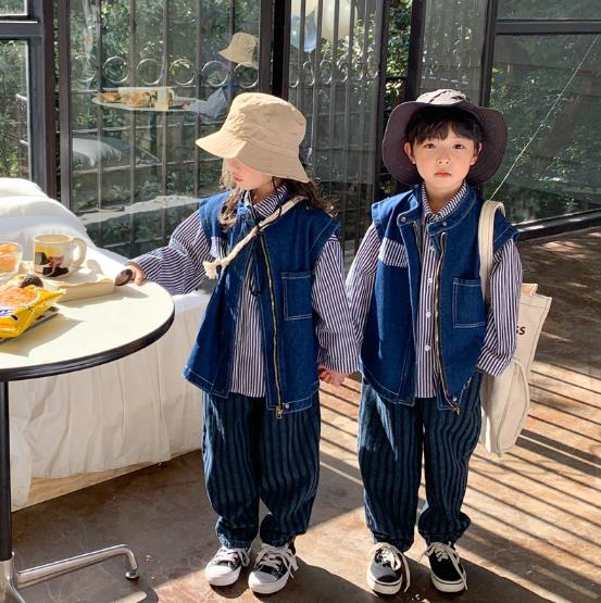 2023春新品★子供服　トップス　デニムベスト　90-140cm