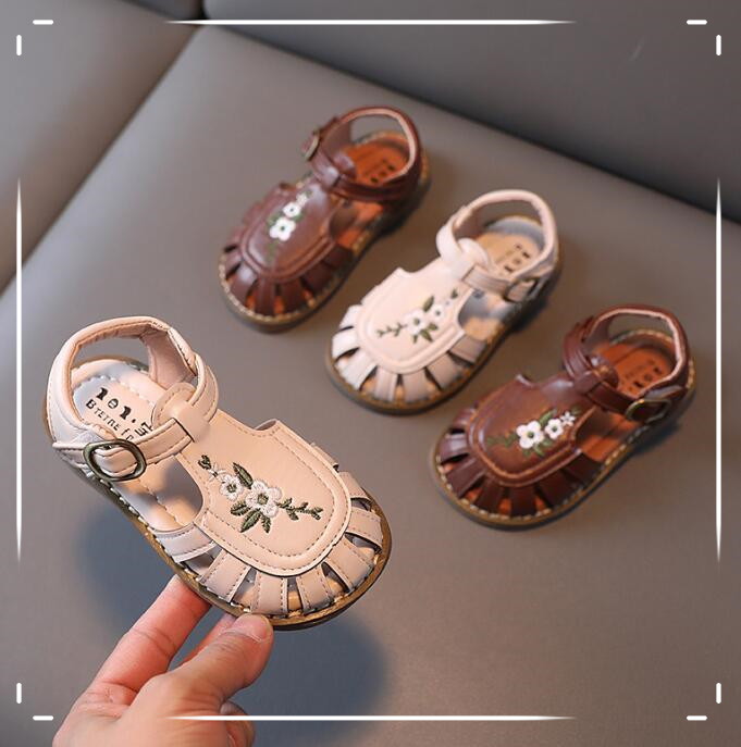 靴★子供靴★キッズ靴★サンダル★キッズ女の子★カジュアル★刺繍★2色「21-30#」