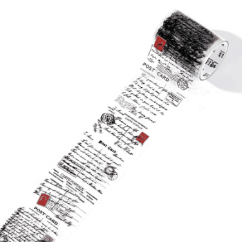 カフェ風 文具 封口貼 PETシール貼紙 手帳素材 マスキングテープ イラスト 花体字 文字単語 5cm*2m