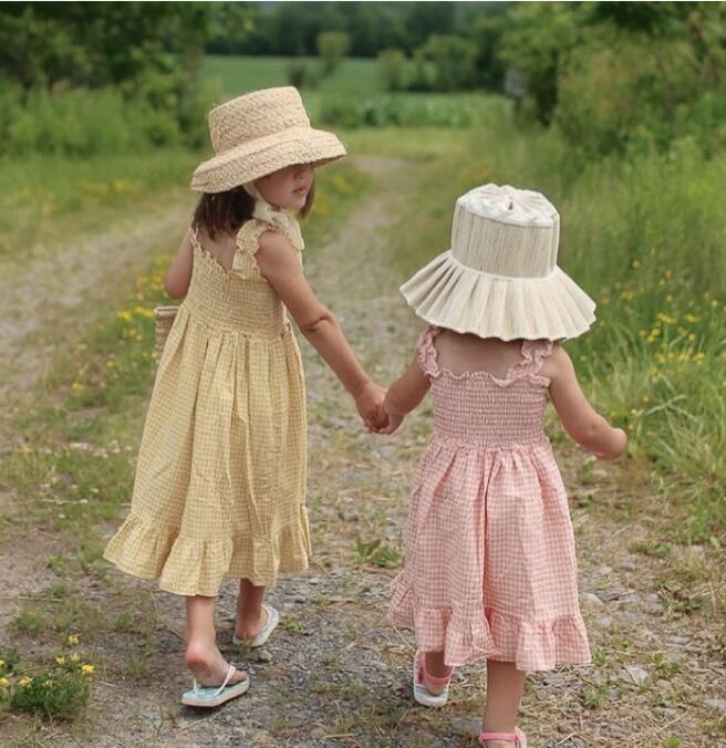 2023新品★子供服　格子ワンピース★73-100cm★2色