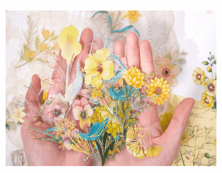 文具 PETシール貼紙 手帳素材 アンティーク 春日 植物花葉図鑑 フラワー ラベル 封口貼 イラスト 40枚入