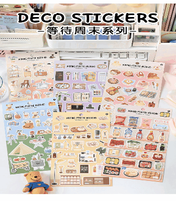 塩系文具 シール貼紙 手帳素材 春新作 封口貼 文房具 キャンプ遠足 食べ物飲み物 日用雑貨 単枚入