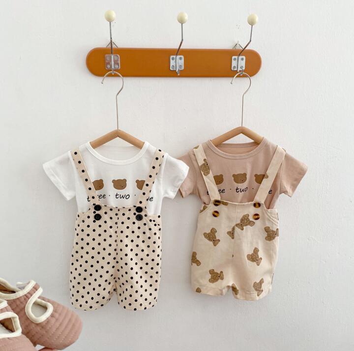 2023★春夏新作★韓国風子供服★サロペット★Tシャツ★4色66-100CM