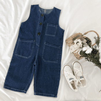 お勧め 韓国風春夏新作 子供服 男女キッズ 袖なし連体服 デニム ワイドパンツ レトロ 連体ズボン 90-140