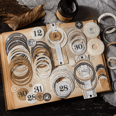 インテリア メモ紙 アンティーク クラシック ネコ 時計 ガイド イラスト フレーム ワク 30枚入