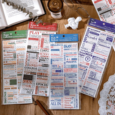 カフェ風 ステッカー シール貼紙 マスキングテープ イラスト 花体字 文字単語 12cm*2.95m