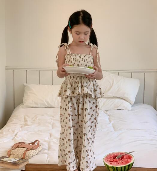 子供服★トップス+ズボン★セットアップ★韓国風子供服★キッズ女の子★袖なし★90-150CM