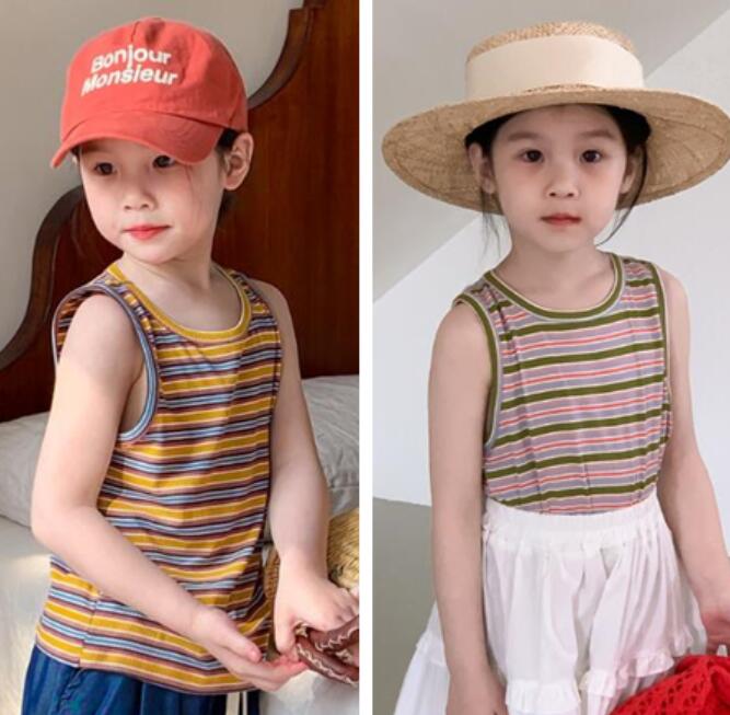 子供服★ベスト★トップス★韓国風子供服★キッズ女の子★ストライプ★2色★90-150CM
