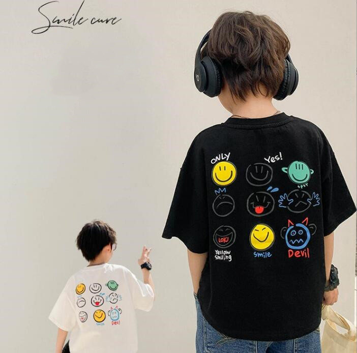 子供服★トップス★Tシャツ★笑顔シャツ★韓国風子供服★キッズ★男女兼用★2色★90-170CM