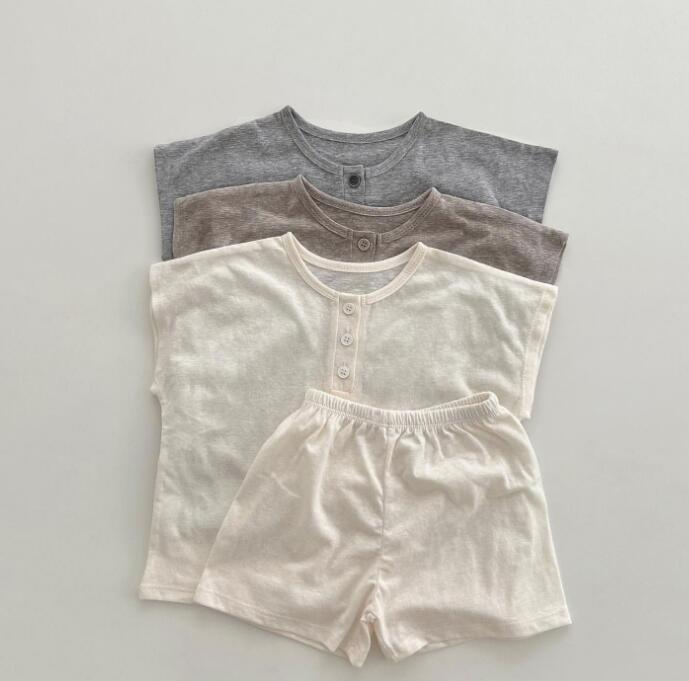 子供服★トップス+パンツ★セットアップ★韓国風子供服★ベビー★無地★3色★73-100CM