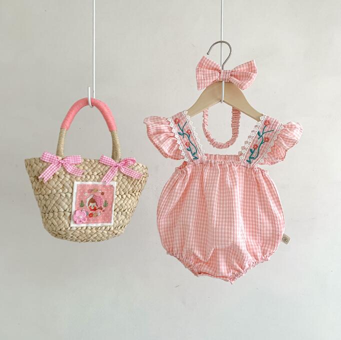 子供服★ロンパース+ヘアバンド★連体服★韓国風子供服★ベビー★袖なし★66-90CM