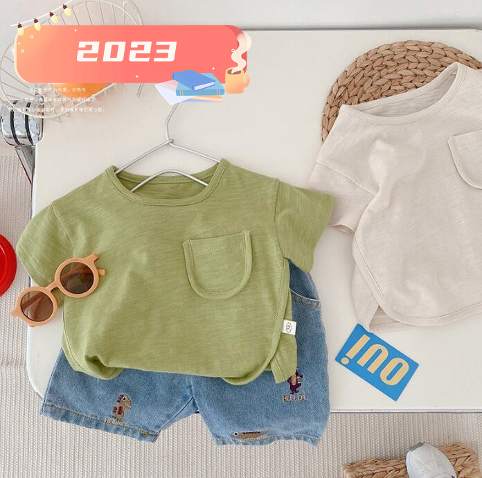 子供服★トップス★Tシャツ★半袖★韓国風子供服★キッズ★無地★2色★73-110CM