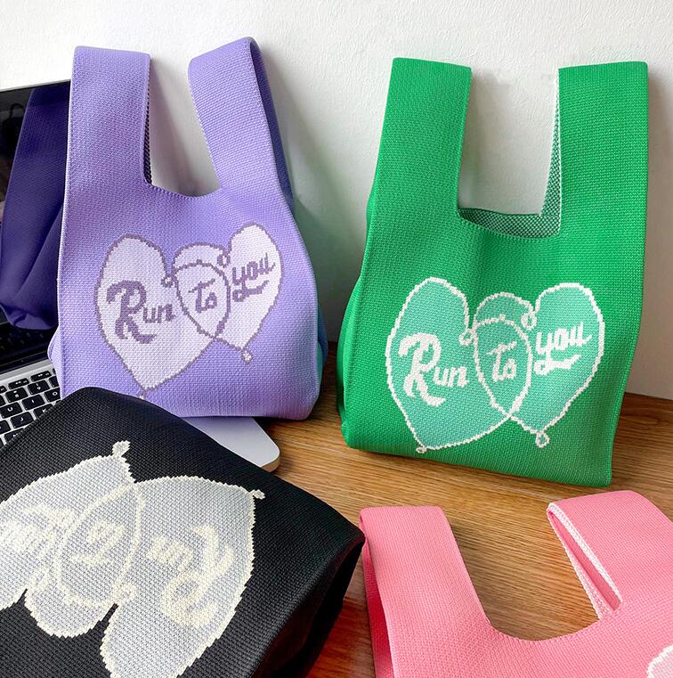 バッグ★レディース★トートバッグ★ハンドバッグ★ニットバッグ★大容量★6色