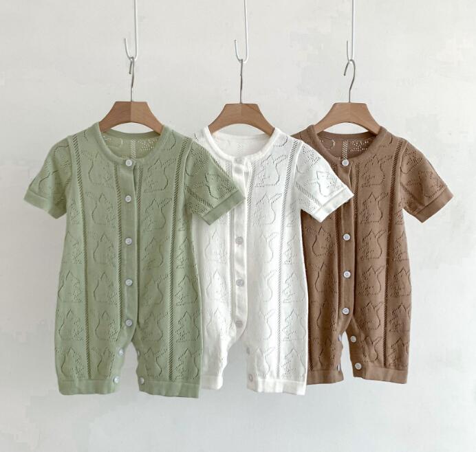 2023年★ベビー服　ニット薄手ロンパース　連体服★66-100cm★3色