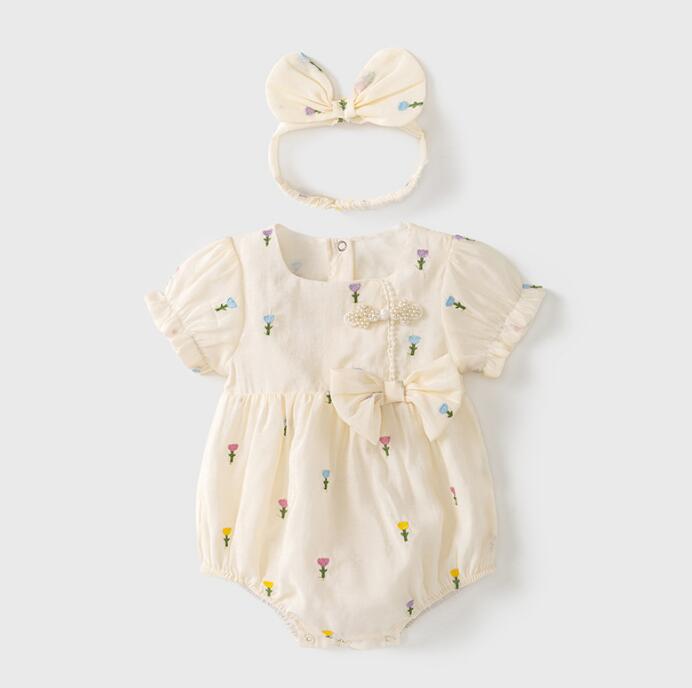 子供服★ロンパース+ヘアバンド★連体服★ノースリーブ★韓国風子供服★ベビー★66-90CM