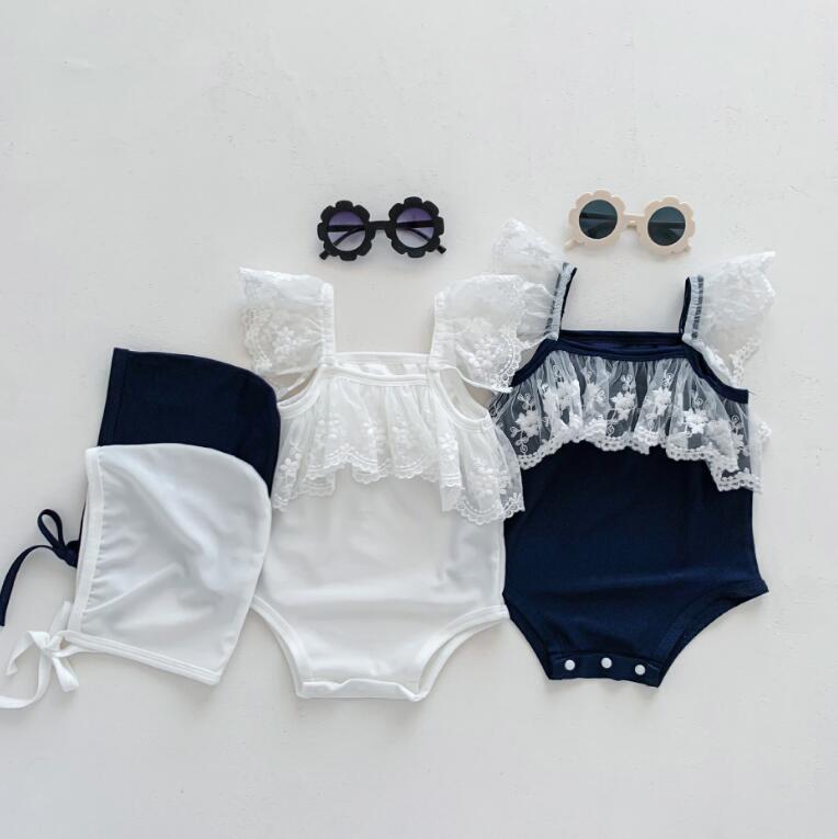 子供服★水着+帽子★韓国風子供服★連体服★ベビー★可愛い★2色★66-100CM