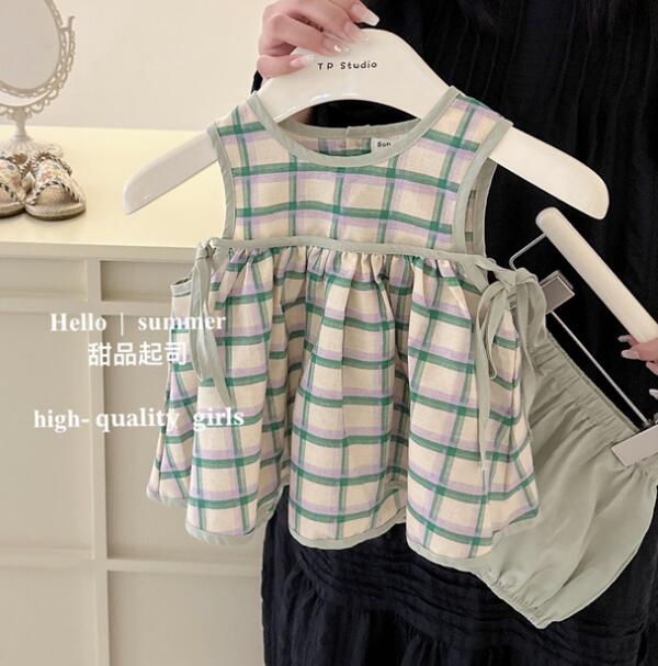 2023年★子供服　ワンピース+ショートズボン　セット★80-130cm★