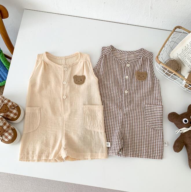 子供服★ロンパース★連体服★韓国風子供服★ベビー★男女兼用★袖なし★2色★66-90CM