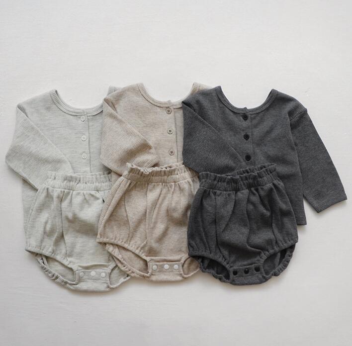 子供服★トップス+パンツ★セットアップ★韓国風子供服★ベビー★長袖★無地★3色★66-90CM