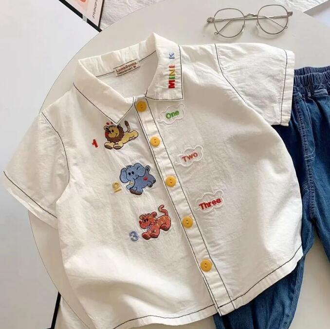 子供服★トップス★ワイシャツ★韓国風子供服★キッズ男の子★半袖★80-130CM