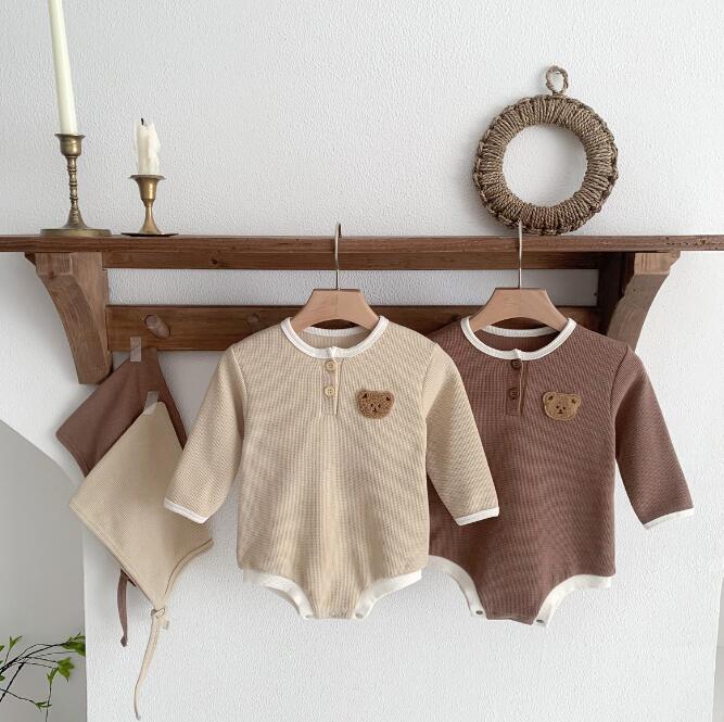 初秋★子供服★ロンパース+帽子★長袖★韓国風子供服★ベビー★可愛い★2色★66-90CM