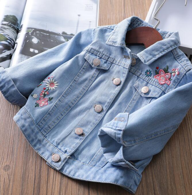 子供服★トップス★デニムコート★韓国風子供服★キッズ女の子★長袖★刺繍★7-15#