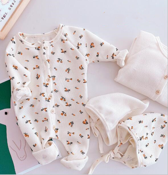 2023★春秋新作★韓国風子供服★ロンパース+帽子★2色66-90CM