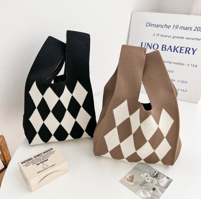 バッグ★レディース★トートバッグ★ハンドバッグ★ニットバッグ★大容量★2色