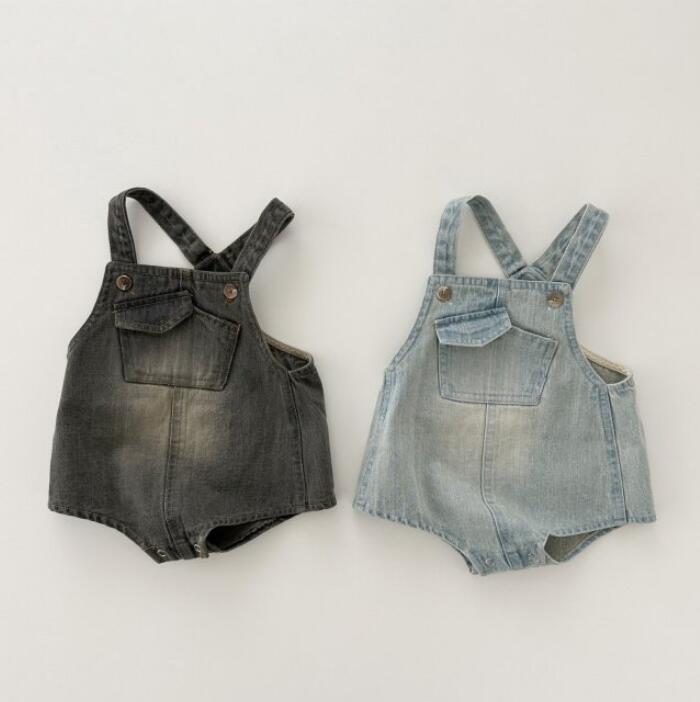 子供服★ロンパース★サロペット★韓国風子供服★ベビー★デニム★袖なし★2色★66-100CM
