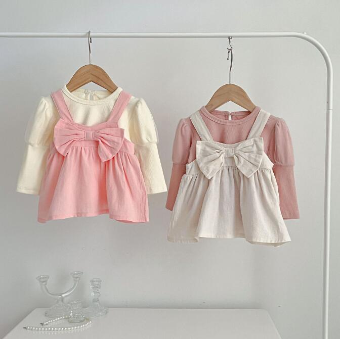 子供服★トップス+ワンピース★セットアップ★韓国風子供服★ベビー★可愛い★2色★66-100CM