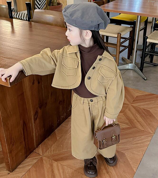 2023秋新品★子供服　デニムコート+ズボン+トップス　セット★90-140cm★