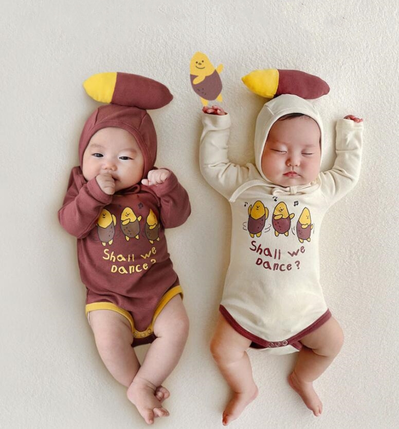 2023★春秋新作★韓国風ベビー服★ロンパース+帽子★2色66-90CM