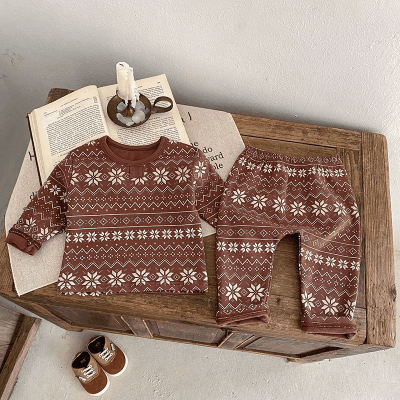 ナチュラル 秋冬新作 ユニセックス ルームウェア 保温インナー ボディスーツ Tシャツ+ズボン 66-100