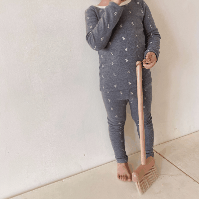 秋冬新作 ユニセックス ルームウェア 保温インナー ボディスーツ 数字 Tシャツ+ズボン 90-130