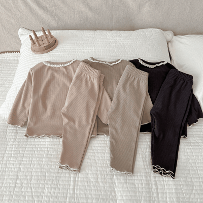秋冬新作 ユニセックス ルームウェア 保温インナー ボディスーツ フリル Tシャツ+ズボン 66-100