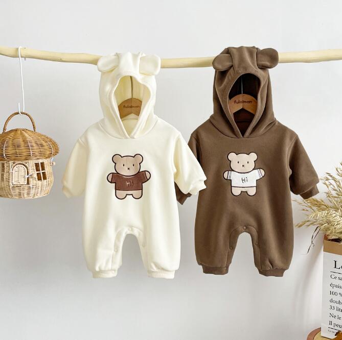 2023秋冬新品★ベビー服★裏起毛付きロンパース★66-90cm★2色