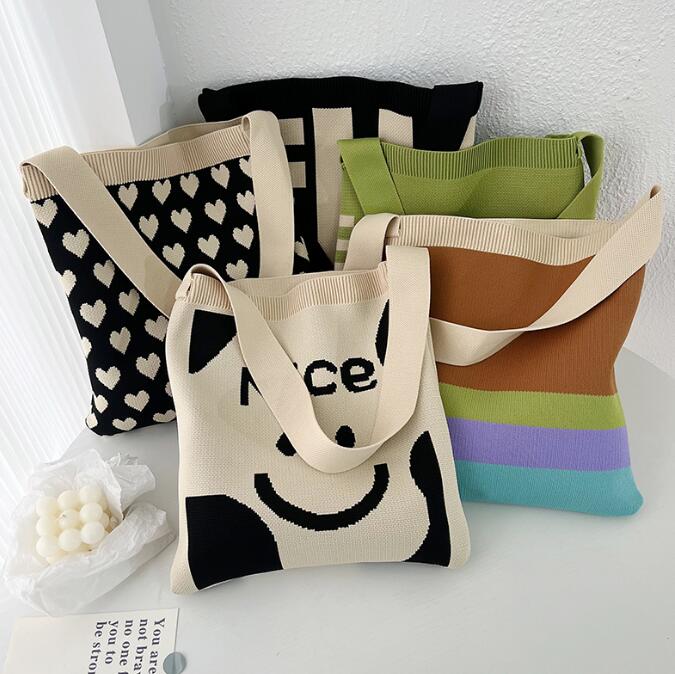 バッグ★レディース★トートバッグ★ハンドバッグ★ニットバッグ★ショルダーバッグ★大容量★5色