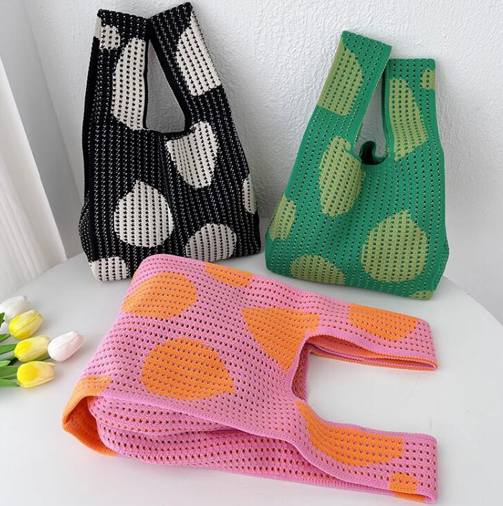 バッグ★レディース★トートバッグ★ハンドバッグ★ニットバッグ★大容量★3色