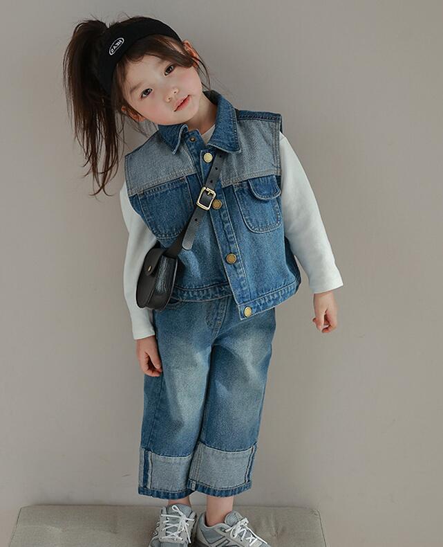 2023秋新品★子供服　デニムコート+ズボン　セットアップ★80-140cm★