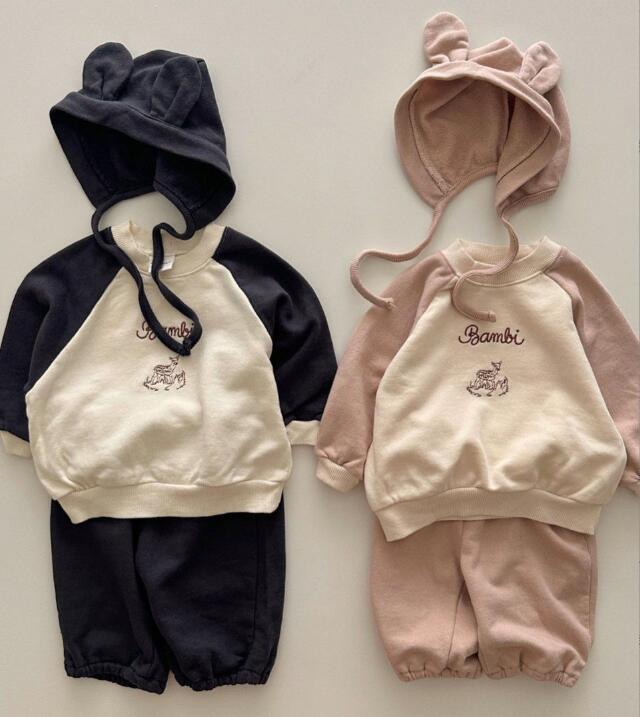 2023★春秋新作★韓国風子供服★トップス+ズボン+帽子★2色73-100CM