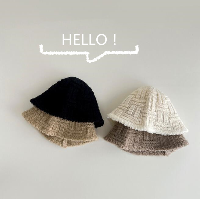 子供用★帽子★バケットハット★毛糸帽子★男女兼用★暖かい★防寒★無地★4色