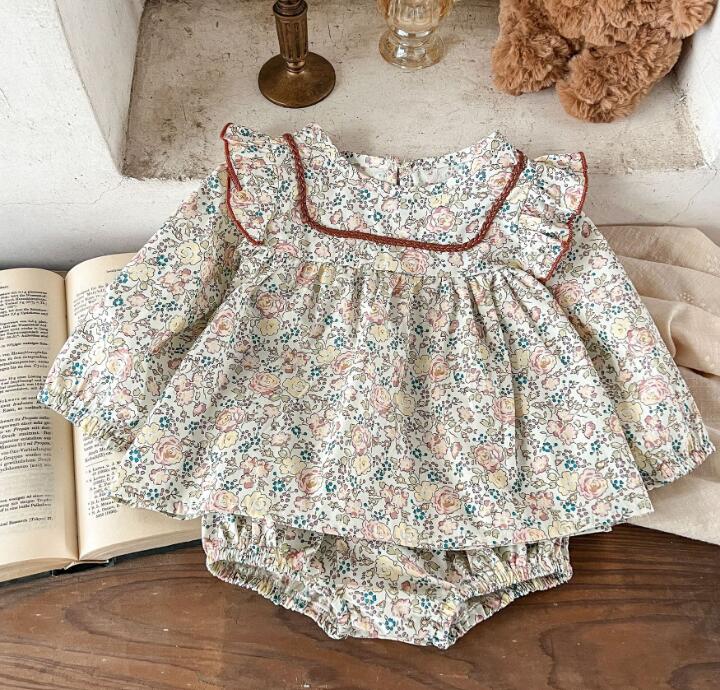 子供服★トップス+パンツ★セットアップ★韓国風子供服★ベビー★花柄★66-100CM