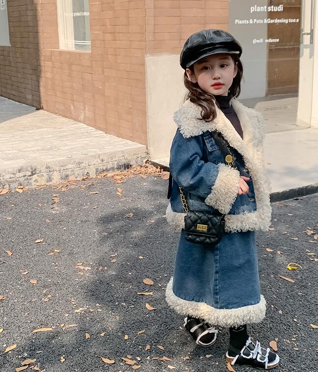 2023冬★子供服　厚手コート+スカート　セット★90-140cm★