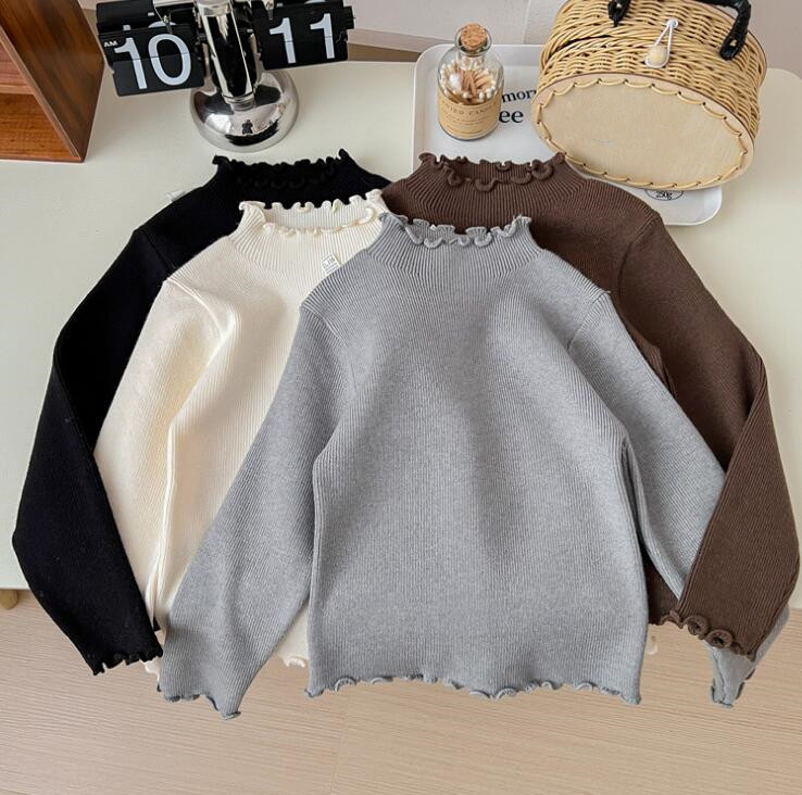 子供服★トップス★長袖シャツ★キッズ女の子★韓国風子供服★カシュクール★4色★90-140CM