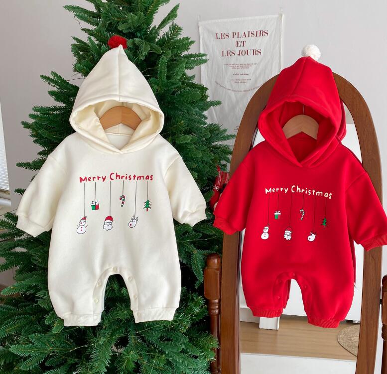 2023★秋冬新作★クリスマス★韓国風ベビー服★ロンパース★裏起毛★2色66-90CM